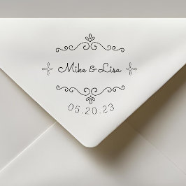 Carimbo De Borracha Flourish Nomes do Casal Casamento Salve a Data