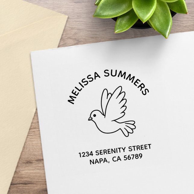 Carimbo De Borracha Flying Cartoon Dove Pigeon Bird Address (Criador carregado)