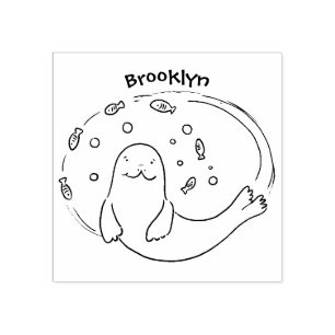Carimbo De Borracha Foca-branca e ilustração de desenho animado de a