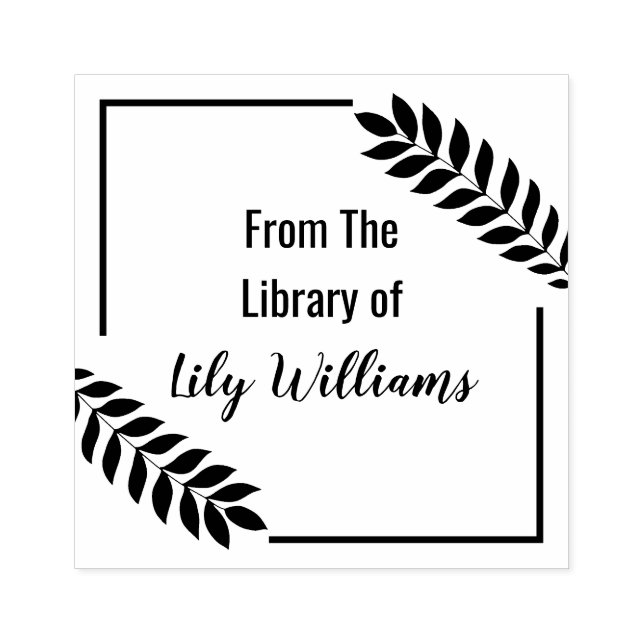 Carimbo De Borracha Folha Tropical Da Biblioteca Da Bookplate (Impressão)