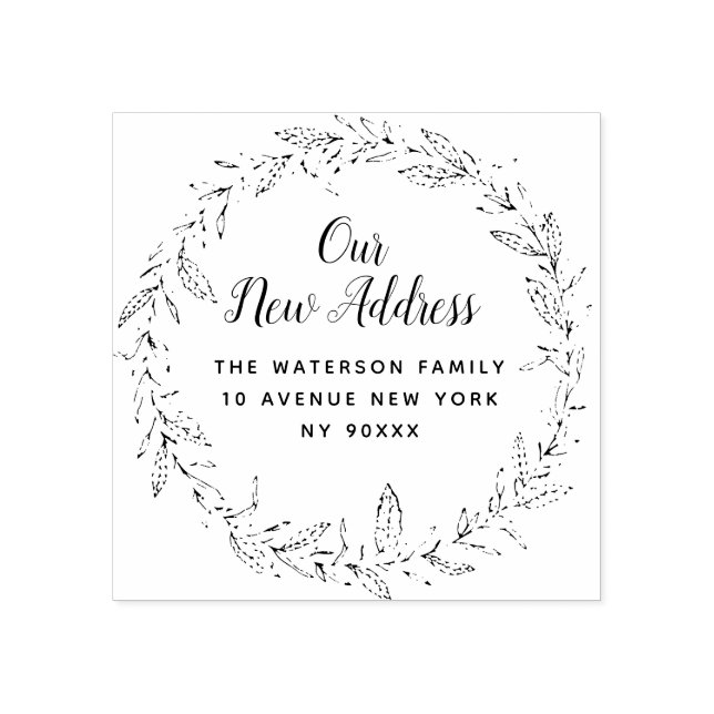 Carimbo De Borracha folhagem botânica, novo endereço floral (Impressão)