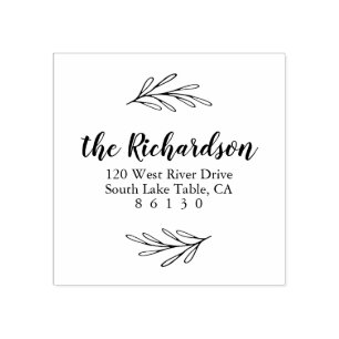 Carimbo De Borracha Folhas botânicas Endereço de devolução Autotin