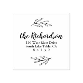 Carimbo De Borracha Folhas botânicas Retornar Endereço Autocolante