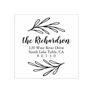 Carimbo De Borracha Folhas botânicas Retornar Endereço Autocolante