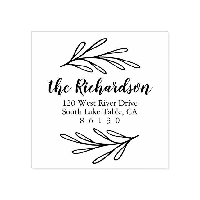 Carimbo De Borracha Folhas botânicas Retornar Endereço Autocolante (Impressão)