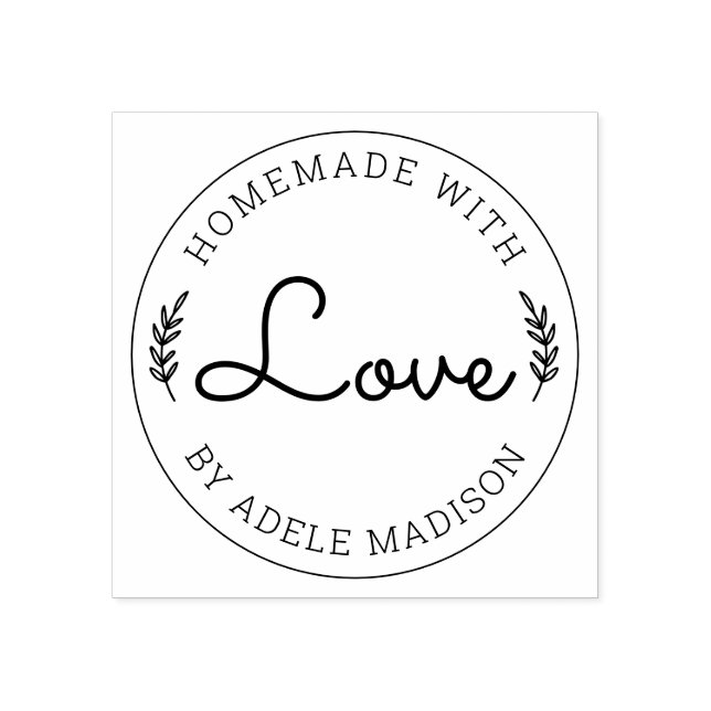 Carimbo De Borracha Folhas de Louro Caseiras Com Amor (Impressão)