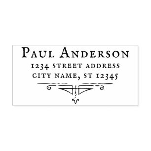 Carimbo De Borracha Fonte antiga + endereço de retorno de ornamento CC