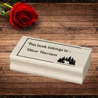 Carimbo De Borracha Forest Bear 'This Book Belongs To' Custom Stamp