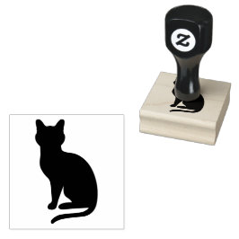 Carimbo De Borracha Forma de Silhueta de Gato Sentado Simples