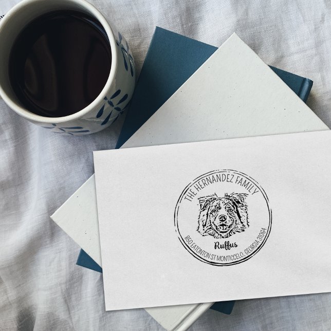 Carimbo De Borracha Foto personalizada do cão com endereço de devoluçã (Criador carregado)