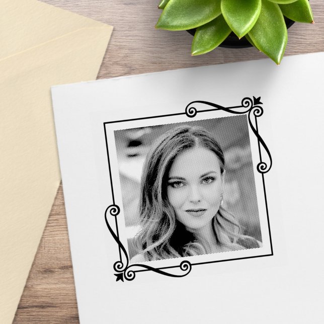 Carimbo De Borracha Foto personalizada do quadro quadrado de giros can (Criador carregado)