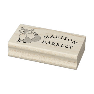 Carimbo De Borracha Fox Kid's Cute Woodland Animal Name