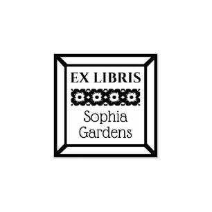 Carimbo De Borracha Frame Floral Ex Libris