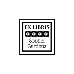 Carimbo De Borracha Frame Floral Ex Libris
