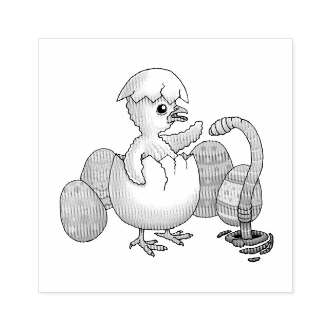 Carimbo De Borracha Frango de Páscoa Eclodido (Impressão)