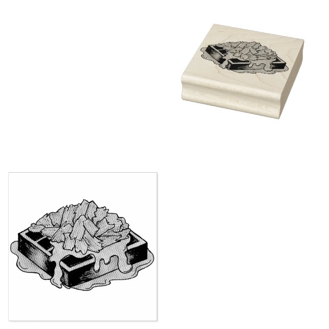 Carimbo De Borracha Frango e Waffles, Comida Neerlandesa Amish (Carimbado)