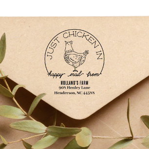 Carimbo De Borracha Frango Engraçado Feliz Correio Endereço de Retorno