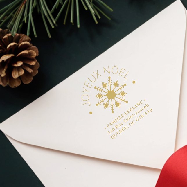 Carimbo De Borracha French Cute Sophisticated Snowflake Christmas  (French Cute Sophisticated Snowflake Christmas Winter Address Rubber Stamps. )