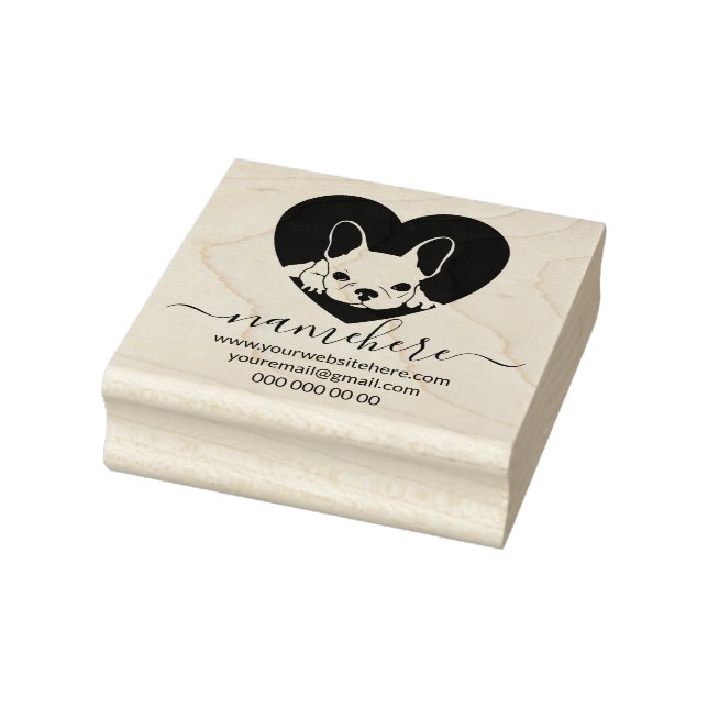 Carimbo De Borracha Frente com o Buldogue Francês (Carimbo)