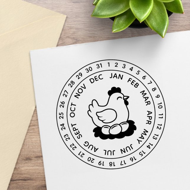 Carimbo De Borracha Fresh Chicken Eggs Carton Date Wheel (Criador carregado)