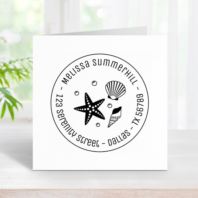 Carimbo De Borracha Frigorífico de Seashell náutico prepara endereço r (Criador carregado)