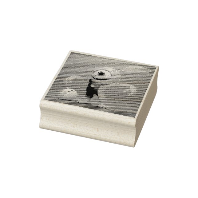 Carimbo De Borracha „Fröhliches Einaugenmonster mit Geisterfreund“ (Carimbo)