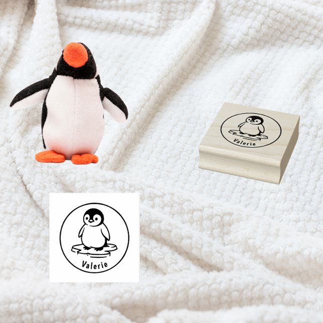 Carimbo De Borracha Frosty Waddle – Custom Penguin Name Stamp (Criador carregado)