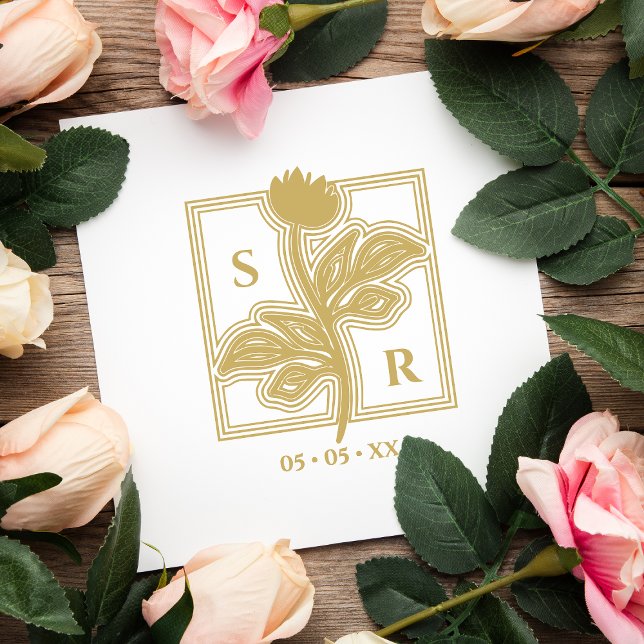 Carimbo De Borracha Frotas sofisticadas Iniciais e Data de Casamento (Criador carregado)