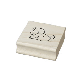 Carimbo De Borracha Funny Cartoon Sitting Dog Wood Art Stamp