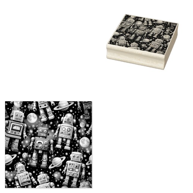 Carimbo De Borracha Galactic robot exploration cosmic (Carimbado)