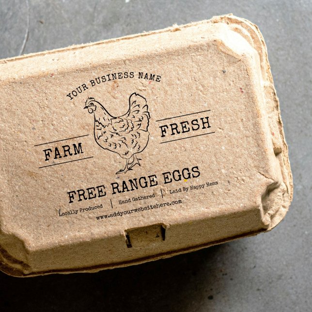 Carimbo De Borracha Galinha De Ovos Frescos De fazenda Quando Personal (Simple and stylish custom rubber stamp for egg cartons, poultry or farm produce)