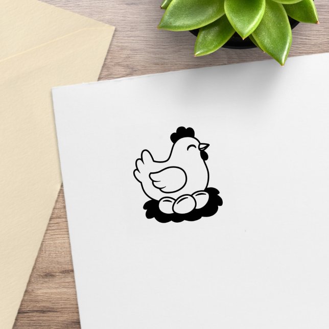 Carimbo De Borracha Galinha no ninho com Ovos 1x1 (Criador carregado)