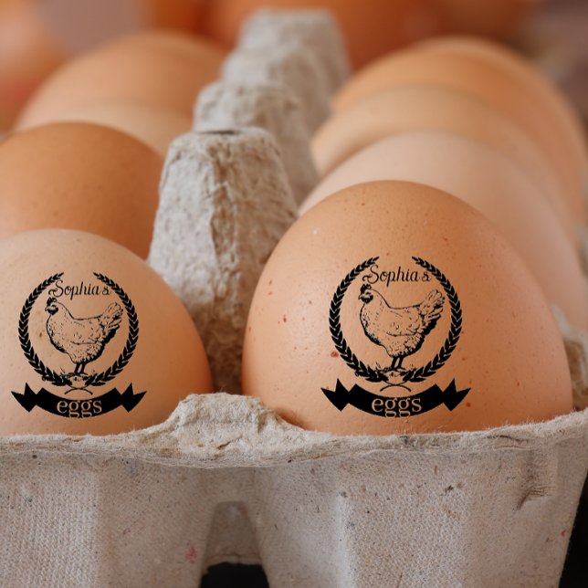 Carimbo De Borracha Galinha russa Nome personalizado ovo de galinha (personalized egg stamp)