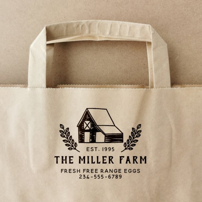 Carimbo De Borracha Galpão de Galinhas Desenhado à Mão Fazenda Familia (Criador carregado)