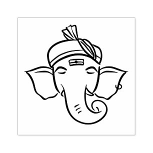 Carimbo De Borracha Ganesha Étnico   Desenho do Deus Indiano