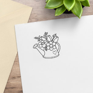 Carimbo De Borracha Garden Watering Can com Flores 2