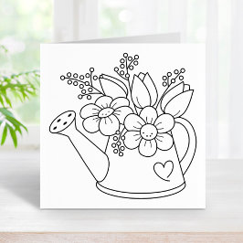 Carimbo De Borracha Garden Watering Can com Flores Coloring Page
