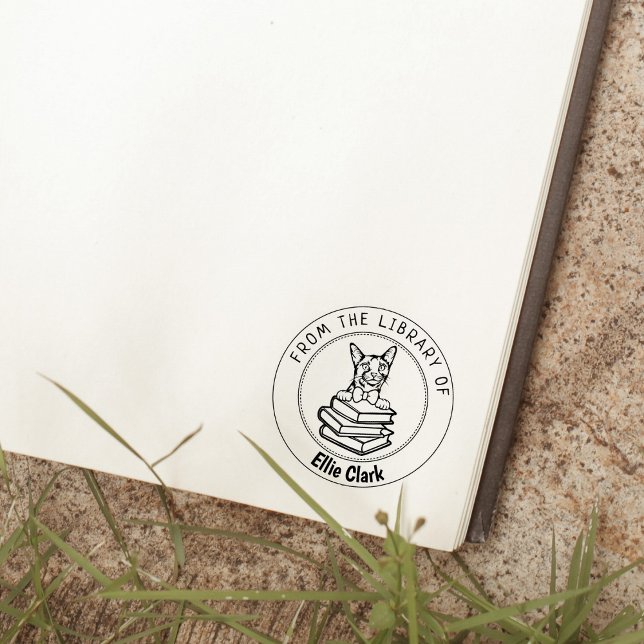 Carimbo De Borracha Gato Abissino, Livro Da Biblioteca De (Criador carregado)