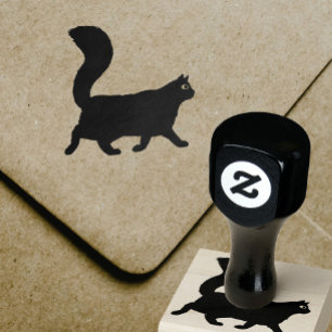 Carimbo De Borracha Gato Andando Gatinho de cabelo comprido com Cauda