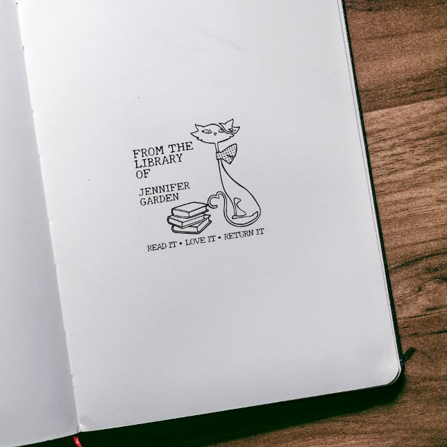 Carimbo De Borracha Gato Bonito Da Biblioteca De (Criador carregado)