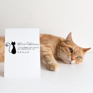 Carimbo De Borracha Gato bonito & nome & endereço do remetente feitos