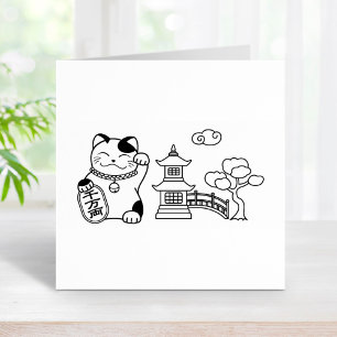 Carimbo De Borracha Gato de Boa Sorte Japonês