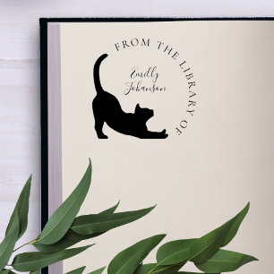 Carimbo De Borracha Gato De Vintagem Personalizado Da LIbrary Do Livro
