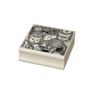 Carimbo De Borracha Gato e ovo em vermelho