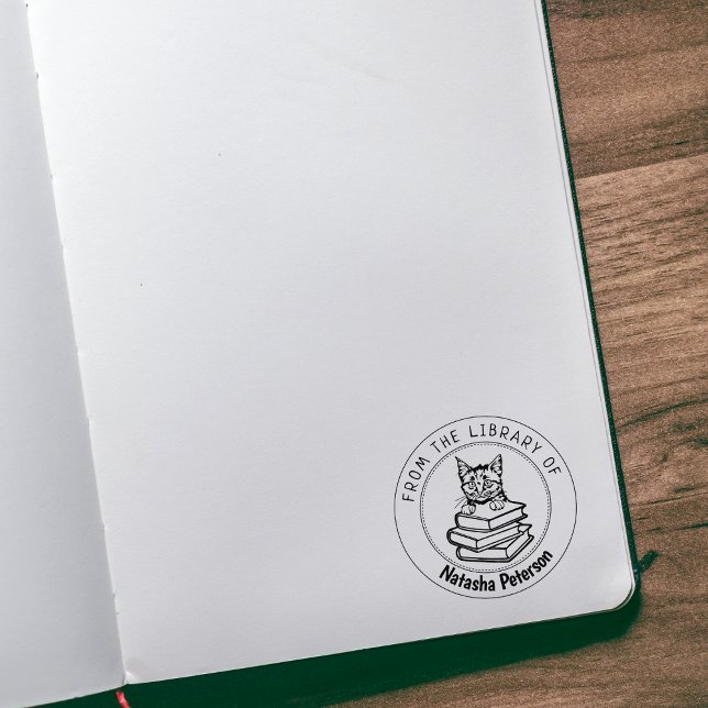 Carimbo De Borracha Gato Europeu De Cabelo Curto, Livro Da Biblioteca  (Criador carregado)