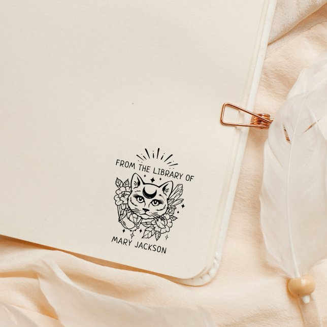 Carimbo De Borracha Gato Místico Da Biblioteca De (Criador carregado)