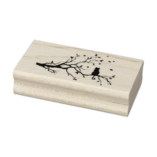 Carimbo De Borracha Gato na Silhueta de Árvore