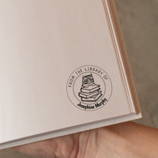 Carimbo De Borracha Gato Persa, Livro Da Biblioteca De (Criador carregado)