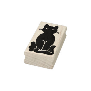 Carimbo De Borracha Gato preto feliz