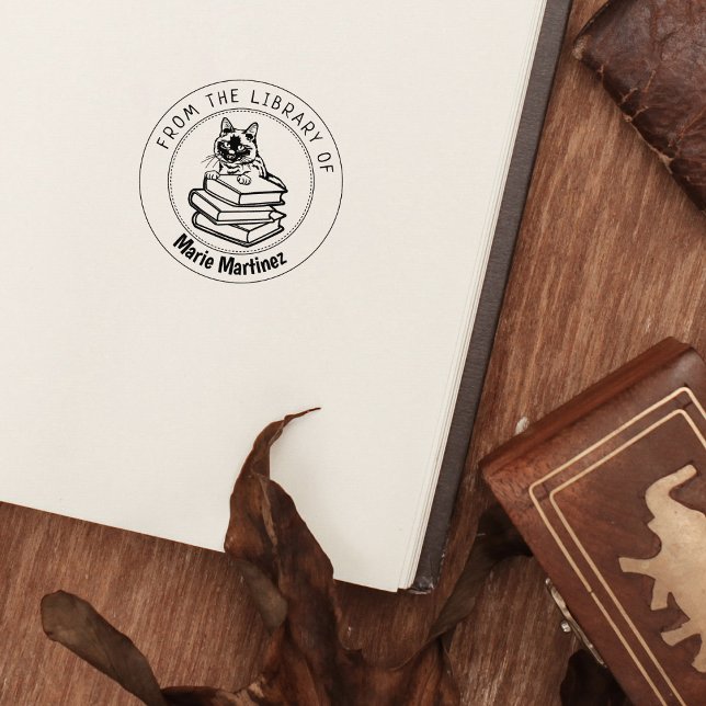 Carimbo De Borracha Gato Siamês, Livro Da Biblioteca De (Criador carregado)